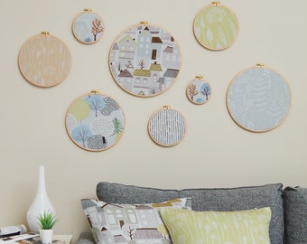 Norway Hillside Embroidery Hoop Wall Decor Set: Cotton Pillow Covers