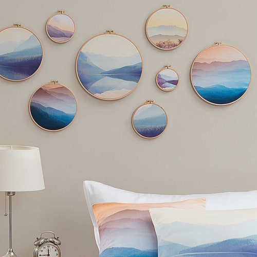 Loch Ness Lake,Modern tapestry,Embroidery art,wall decor,Wall hanging,House warming gift,hand made home art,above bed hanging, office gift