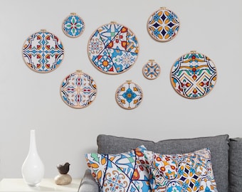 Gaudi Inspired Wall Decor Hoops & Pillow Covers: Cotton Art