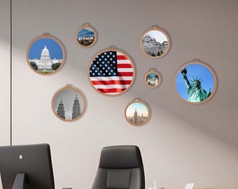 American Flag Wall Art Print Set: USA Patriotic Decor