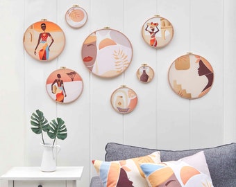 African Black Women Art Prints: Boho Mid-Century Decor Set