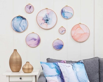 Marble Sky Embroidery Hoop Wall Art & Pillow Covers Set