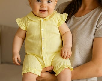 Handmade Muslin Baby Romper: 100% Cotton Summer Outfit