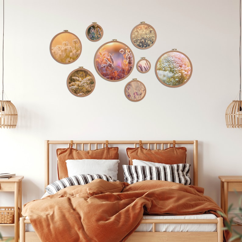 Floral Wall Art Summer Bloom Bedroom Decor Boho Chic Wooden Framed Digital Print image 1