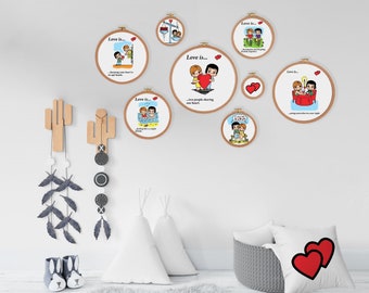 Love Embroidery Hoop | Valentines Day Gift | Custom Couple Art