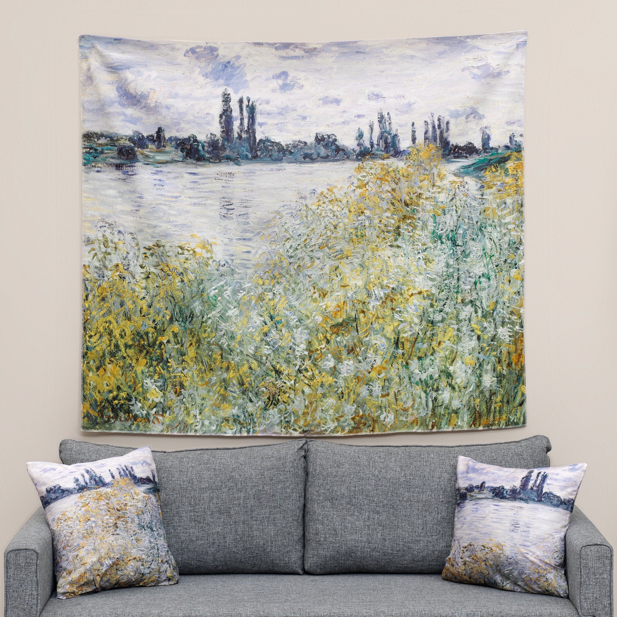 Monet Flower Scene Tapestry set with pillow covers Wall art | Etsy