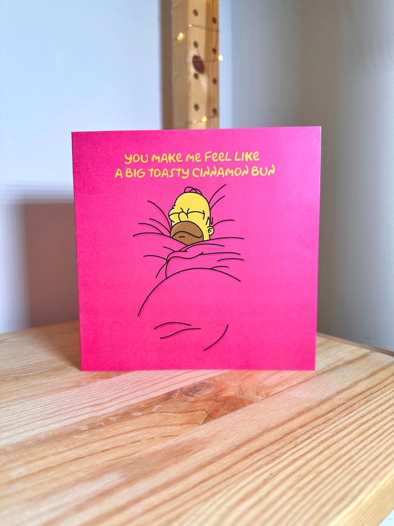 Homer Simpson Valentines Card Illustrated 100 Recycled Card Stock