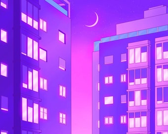 Anime Art Purple Etsy