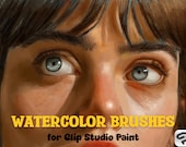 Realistic Watercolor Clip Studio Paint Brushes, Digital Brush Set, Traditional Art Brushes