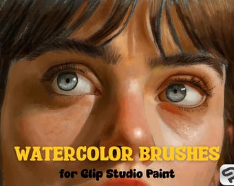 Realistic Watercolor Clip Studio Paint Brushes, Digital Brush Set, Traditional Art Brushes