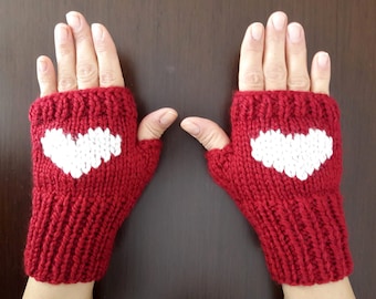 RED Gloves,Red Fingerless Gloves for Women, Fingerless Mittens for Women,Texting Gloves ,Red Heart Writing Gloves,Red Mittens, Arm Warmers