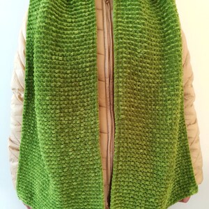 Velvet Scarf Soft Scarf Purple Green Scarf Women Womens Hand Knitted Scarf Fluffy Scarf Zielony