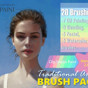 Clip Studio Paint Brushes, Traditional Art Brushes, Textured Brushes, Pastel, Watercolor, Oil Painting Brushes, Clip Studio Brushes, CSP