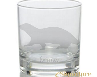 Personalised Otter Engraved Whisky Glass, Otter Gift, Otter Glass, Otter Gifts, Otter lover, Mothers Day