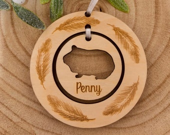 Personalised Guinea Pig Wood Hanging Decoration Christmas Tree Ornament Xmas Gift First Custom Bauble Remembrance Memorial Pet Loss