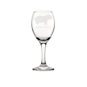 Personalisierte Nilpferd gravierte Weinglas, Nilpferd Geschenk, Nilpferd Glas, Nilpferd Geschenke, Nilpferd Liebhaber