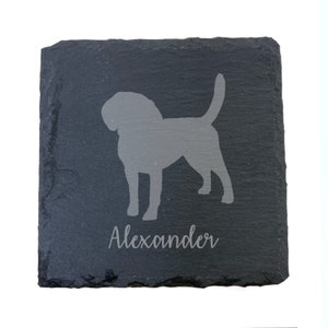 Personalised Beagle Engraved Slate Coaster, Beagle gift, Dog Gift, Personalised Gin, Dog Glass, Beagle mum, beagle gifts