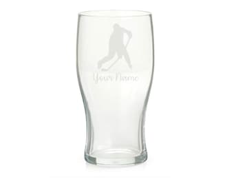 Personalised Ice Hockey Player Engraved Pint Glass, Ice Hockey Gift, Hockey Gin Glass, Ice Hockey lover