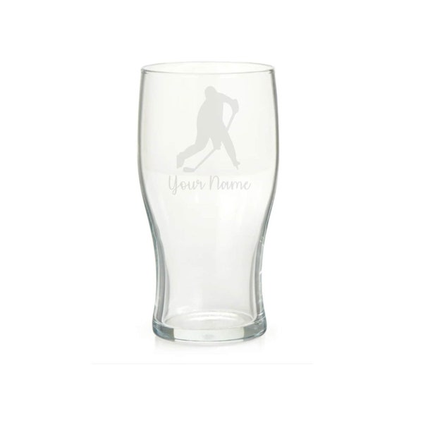 Personalised Ice Hockey Player Engraved Pint Glass, Ice Hockey Gift, Hockey Gin Glass, Ice Hockey lover