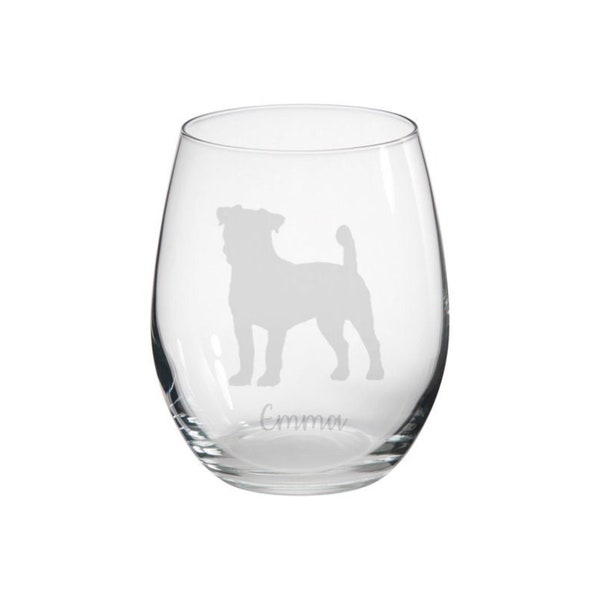 Personalised Jack Russell Engraved Stemless Glass, Jack Russell Dog gift, Jack Russell Owner, Dog Glass, Gifts for Him