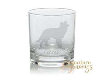 Personalised Border Collie Engraved Whisky Glass, Border Collie gift, Dog Gift, Personalised Whisky Glass, Dog Glass
