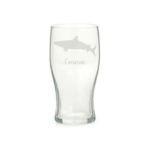 Personalised Shark Engraved Pint Glass, Shark Gift, Shark Glass, Shark Gifts, Shark lover