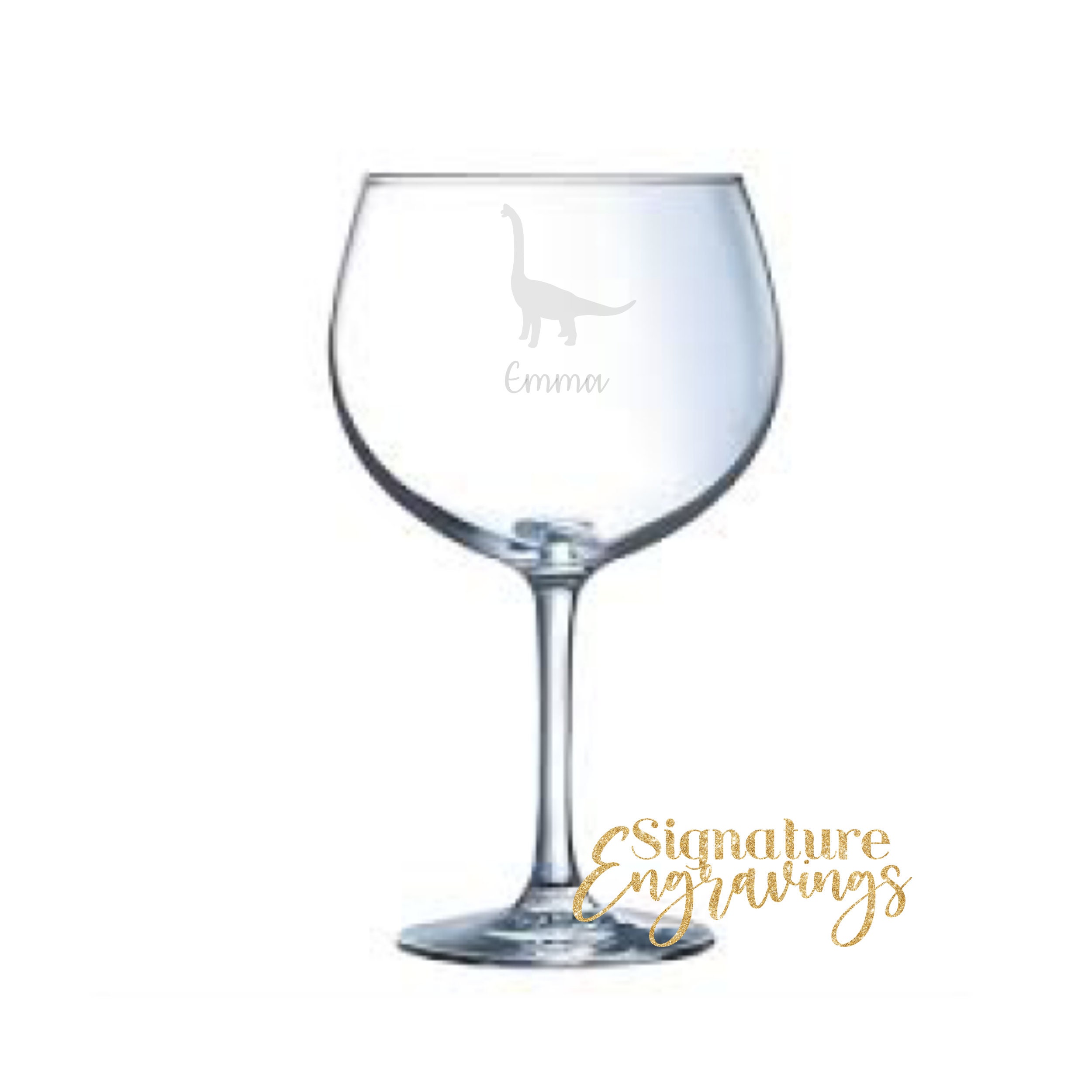 Brachiosaurus Pint Glass Laser Engraved can be fully personalised Dinosaur Glass