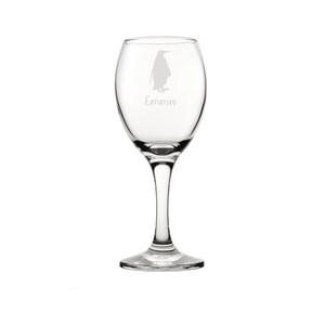 Personalised Penguin Engraved Wine Glass, Penguin Gift, Penguin Glass, Penguin Gifts, Penguin lover