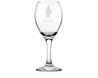 Personalised Penguin Engraved Wine Glass, Penguin Gift, Penguin Glass, Penguin Gifts, Penguin lover