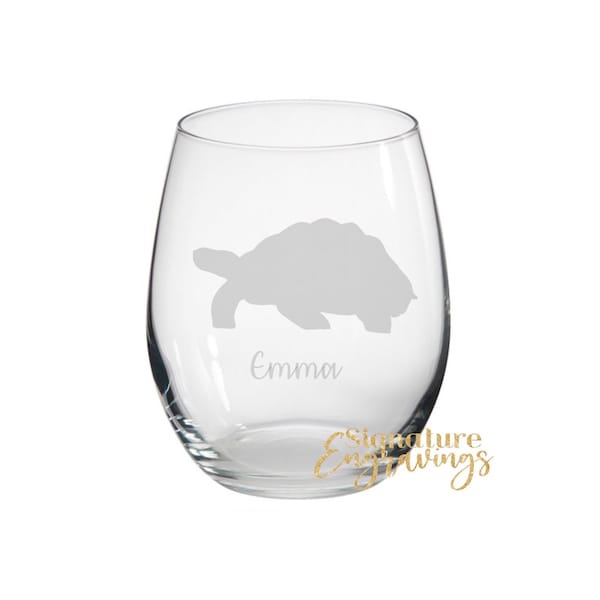 Personalised Tortoise Engraved Stemless Glass, Tortoise Gift, Tortoise Glass, Tortoise Gifts, Tortoise lover