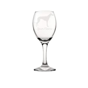Personalised Greyhound Engraved Wine Glass,  Greyhound gift, Dog Gift, Wine Glass, Dog Glass, dog gin