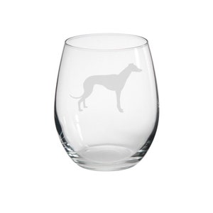 Personalised Greyhound Engraved Stemless Glass,  Greyhound gift, Dog Gift, Wine Glass, Dog Glass, dog gin