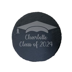 Dessous de verre personnalisé en ardoise gravée de l'obtention du diplôme, cadeau de remise des diplômes, verre de remise des diplômes, cadeaux de remise des diplômes, promotion 2025, maîtrise. Doctorat