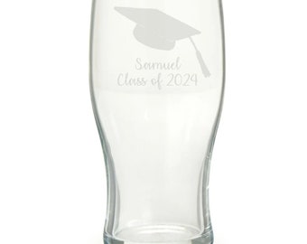 Personalised Graduation Engraved Pint Glass, Graduation Gift, Graduation Glass, Graduation Gifts, Class of 2024, Masters PhD