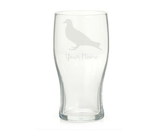 Personalised Pigeon Engraved Pint Glass, Pigeon Gift, Pigeon Glass, Pigeon Gifts, Pigeon lover,
