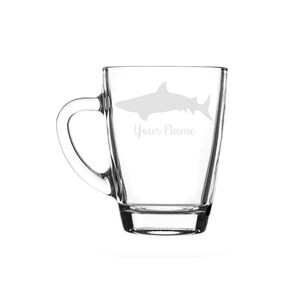 Personalised Shark Engraved Glass Mug, Shark Gift, Shark Glass, Shark Gifts, Shark lover