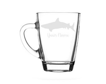 シャークアタックパイントグラス、サメと波、海、このステムレス