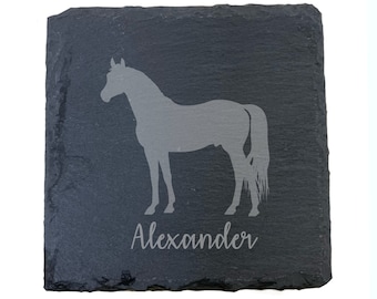 Personalised Horse Engraved Slate Coaster, Horse Gift, Horse Glass, Horse Gifts, Horse lover