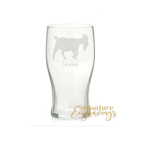 Personalised Goat Engraved Pint Glass, Goat Gift, Goat Glass, Goat Gifts, Goat lover