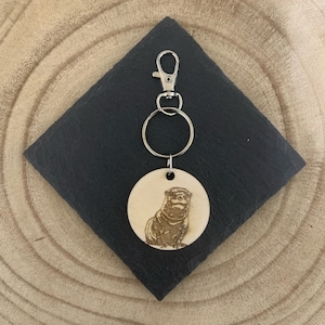 Personalised Otter Engraved Wooden Keychain, Otter Keyring, Otter Gift, Otter Gifts, Otter lover