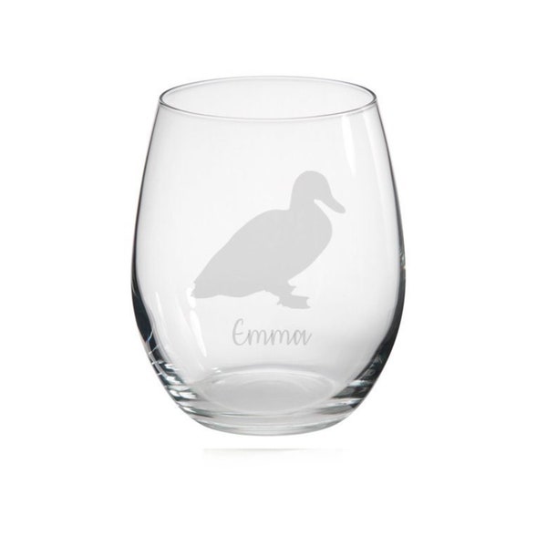 Personalised Duck Engraved Stemless Glass, Duck Gift, Duck Glass, Duck Gifts, Duck lover