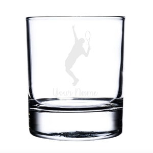 Personalised Male Tennis Engraved Whisky Glass, Tennis Gift, Tennis Gift for Him, Tennis Glass, Tennis lover