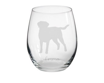 Personalised Labrador Engraved Stemless Glass, Labrador gifts, Dog Owner Glass, Gifts for Her, Custom Dog, Labrador owner