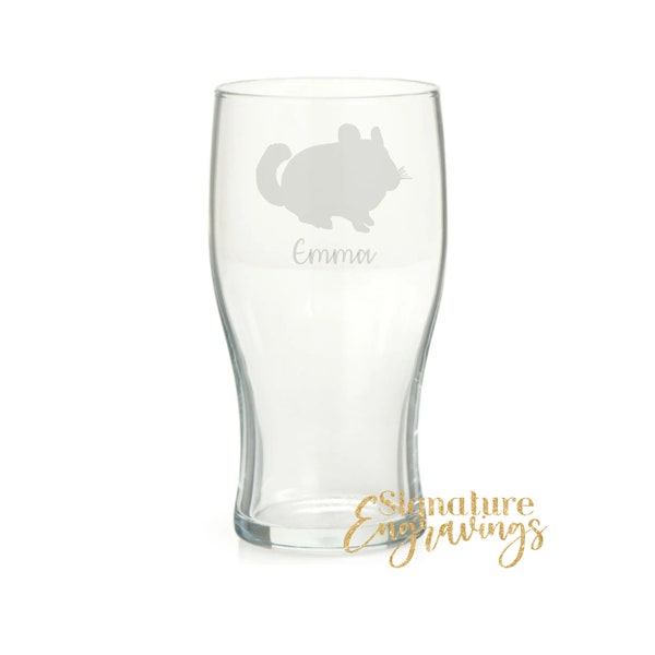 Personalised Chinchilla Engraved Pint Glass, Chinchilla Gift, Chinchilla Glass, Chinchilla Gifts, Chinchilla lover