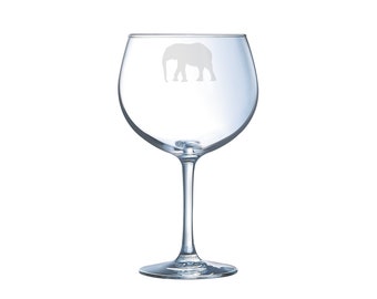 Personalised Elephant Engraved Gin Glass, Elephant Gift, Elephant Glass, Elephant Gifts, Elephant lover