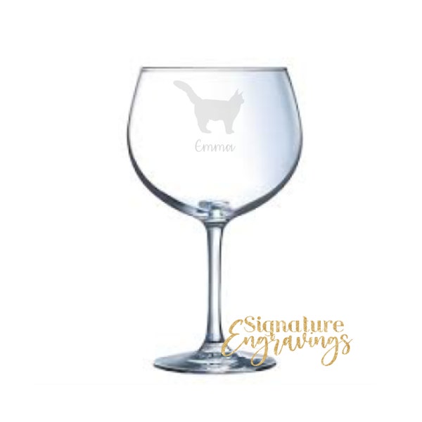 Personalised Maine Coon Cat Engraved Gin Glass, Cat Gift,  Cat Glass, Cat Gifts, Cat lover, Cat Gin Glass, Maine Coon