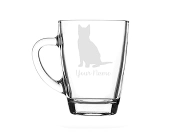 Personalised Cat Engraved Glass Mug, Cat Gift,  Cat Glass, Cat Gifts, Cat lover, Cat Glass