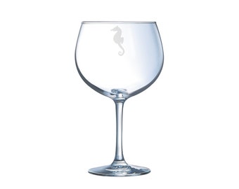 Personalised Seahorse Engraved Gin Glass, Seahorse Gift, Seahorse Glass, Seahorse Gifts, Seahorse lover