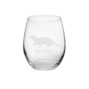Personalised Otter Engraved Stemless Glass, Otter Gift, Otter Glass, Otter Gifts, Otter lover