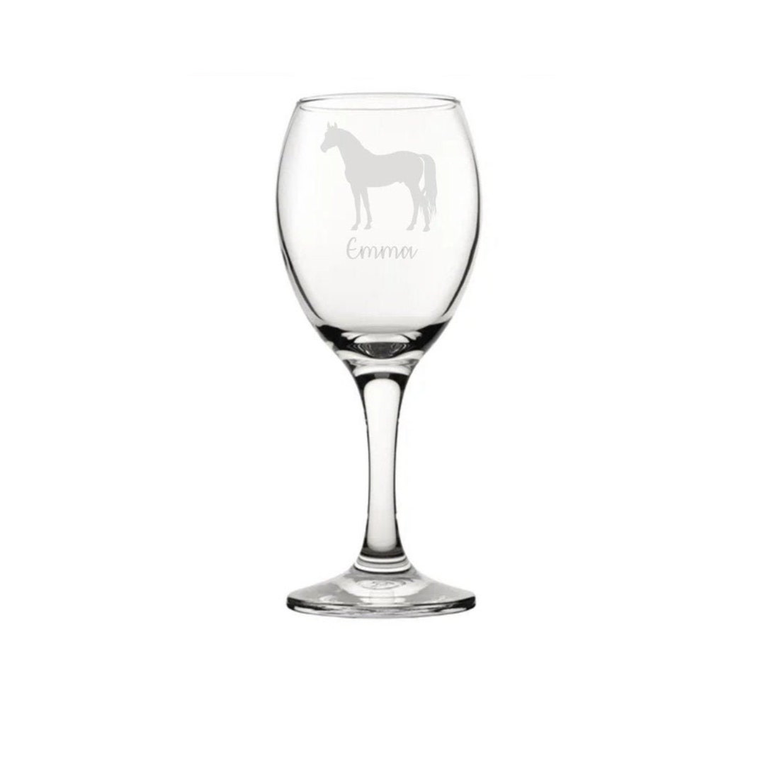 Personalised Horse Engraved Wine Glass, Horse Gift, Horse Glass, Horse